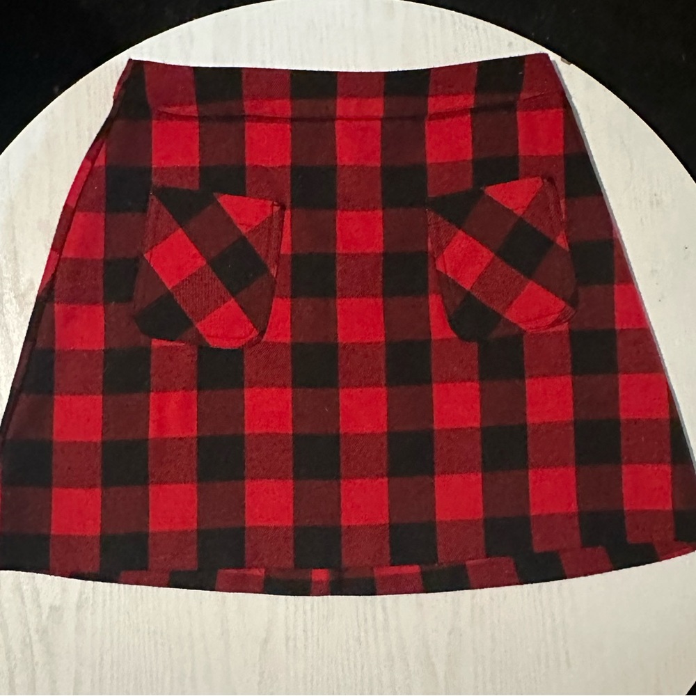 H&M Red and Black A-Line Mini Skirt